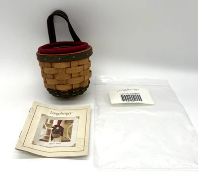 Longaberger Little Elf Basket with Protector and Paprika Fabric Liner 2002 - Image 1 of 4