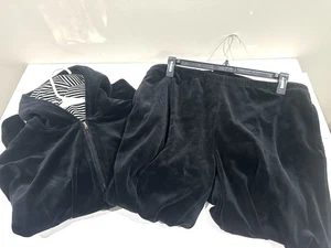 Completo Sag Harbor vintage anni 80 nero velluto tuta da pista velluto donna -taglia L - Foto 1 di 10