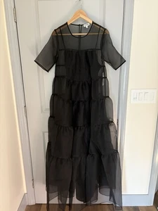 NWT Staud Hyacinth Organza Tiered Maxi Dress Black Sz Small MSRP$495 - Picture 1 of 5