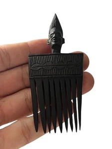 VINTAGE African Comb Hand-Carved Wood Afro Pick 9cm X 4cm Original - Picture 1 of 9