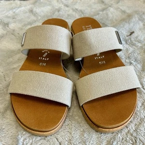 Italian Shoemakers Sz 6 Beige & Light Brown Slides Sandals Shoes NWOT - Picture 1 of 11