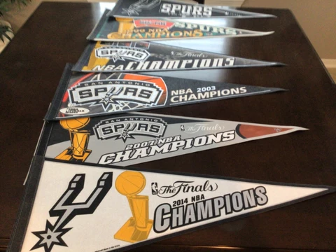 San Antonio Spurs Pennants 6 1999, 2005, 2003, 2007, 2014 NBA Champions Cover