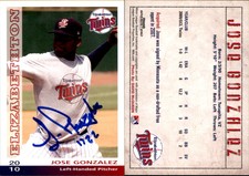 Jose Gonzalez Signed 2010 DAV Minor/Independent/Summer Leagues #19 Auto