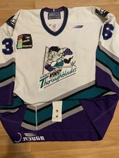 Game Worn Lundbohm Kentucky Thoroughblades Defunct AHL Bauer Hockey Jersey 56G