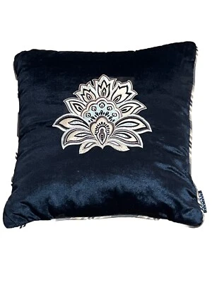 J. Queen New York 17” Square Embroidered Decorative Throw Pillow Piping Border - Image 1 of 4