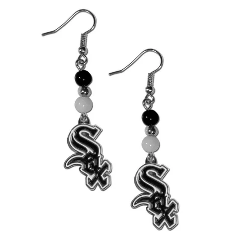 Chicago White Sox Bead Dangle Earrings [NEW] MLB Fashion Ear Ring Jewelry Enamel Cover