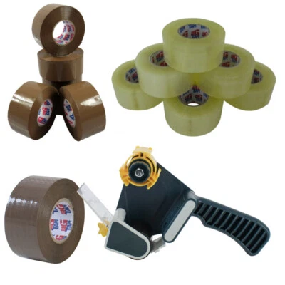 "CINTA GRANDE 2" Ancha MARRÓN Y TRANSPARENTE 150M PAQUETE EMBALAJE CINTAS EMBALAJE - Imagen 1 de 4