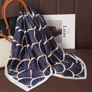 Gold & Blau Seide Halstuch, Seidenkrawatte, Bandana Haar Halstuch, Hijab Quadrat - Bild 1 von 9