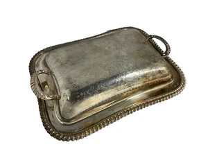 CROWN SILVER PLATED SERVING TRAY WITH LID RECTANGULAR 8 in X 6 in X 2in - Picture 1 of 7