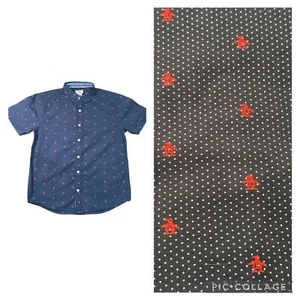 The Original Penguin Big Boys Storm Navy Button-Up Shirt Red Penguins 14/16Y - Picture 1 of 8