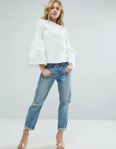Walter Baker S Nuevo con Etiquetas Bristol Top Blanco Mangas Campana Larga Algodón Precio de venta sugerido por el fabricante $138 - Imagen 1 de 7