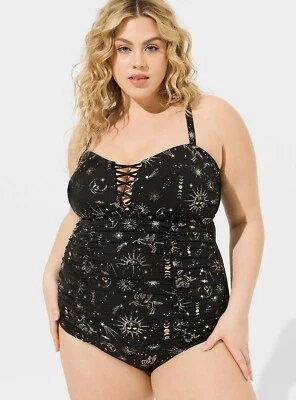 Torrid Celestial 泳装黑色月亮全新带标签全新 1X — 第 1/4 张图片