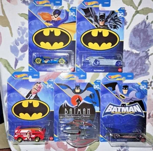 2021 Hot Wheels Set of 5 Batman Vehicles - DC Comics - Batgirl-Batman-Two Face - Picture 1 of 7