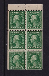 1914 Washington Sc 424d 1c green MNH OG booklet pane of 6 (SC - Picture 1 of 1