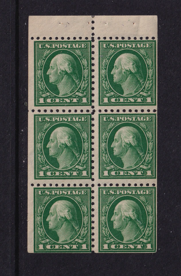 1914 Washington Sc 424d 1c green MNH OG booklet pane of 6 (SC - Image 1 of 1