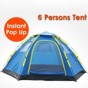6 PERSON CAMPING TENT INSTANT POP UP CAMPING HIKING FISHING SETS UP IN SECONDS - Picture 1 of 10