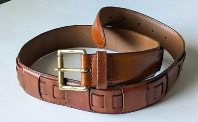 Cinturón Canali Tejido Cuero Marrón 85/34 Hecho en Italia Foto 1 de 4