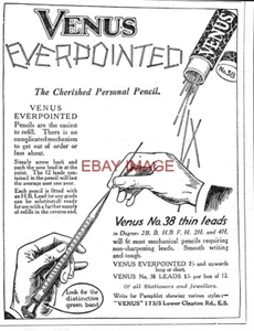 1922 Werbung für VENUS "Everpointed" Drehbleistifte (2) Kleingedruckte Anzeige 743/83 - Bild 1 von 1