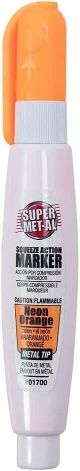 SUPER MET-AL #1700 SQUEEZE ACTION METAL TIP NEON ORANGE PAINT MARKER