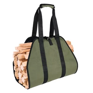 Firewood Carrier Waxed Canvas Fire Place Wood Carring Bag with Handles - Picture 1 of 6