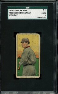 1909-11 T206 Roger Bresnahan With Bat Polar Bear SGC 1 PR LOOK!