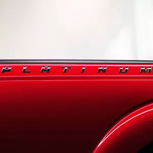 Fits F-150 F-250 F-350 SUPER DUTY PLATINUM Bed side Chrome Emblem Decal 2pc Set - Picture 1 of 6