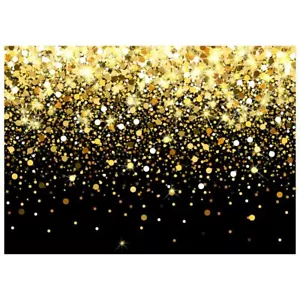 7X5FT Black and Gold Spots Backdrop Birthday Backdrop Wedding Prom Activities... - Picture 1 of 7