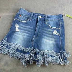 Pantalones cortos de mezclilla Special A deshilachados en capas talla mediana - Imagen 1 de 9