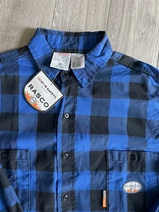 RASCO FR 2XL-Tall blau schwarz kariert Gingham kariert Langarm Knopfleiste - Bild 1 von 9