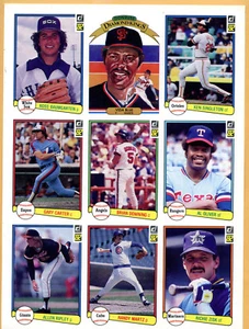 1982 Donruss Baseball 9 card advertising promo sheet - Picture 1 of 1