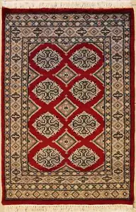 Rugstc 2,5x4 Bokhara Jaldar Rot Vorleger, Handgeknüpft, Geometrisch mit Wollflor - Bild 1 von 5