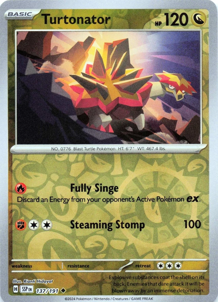 Turtonator 137/191 - REVERSE HOLO - SV08: Surging Sparks - NM - Image 1 of 2