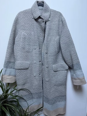 Abrigo Missoni Italia Lana Mohair Talla 46 EE. UU. 12 Gris Gradiente Chaqueta Larga Lujo Foto 1 de 4
