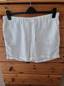 M&S Ladies Linen Shorts - White - Size 16 - Picture 1 of 7