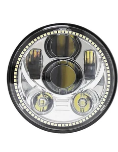 5,75" LED Motorrad Scheinwerfer mit Halo DRL kompatibel mit Dyna Street Silver - Bild 1 von 5