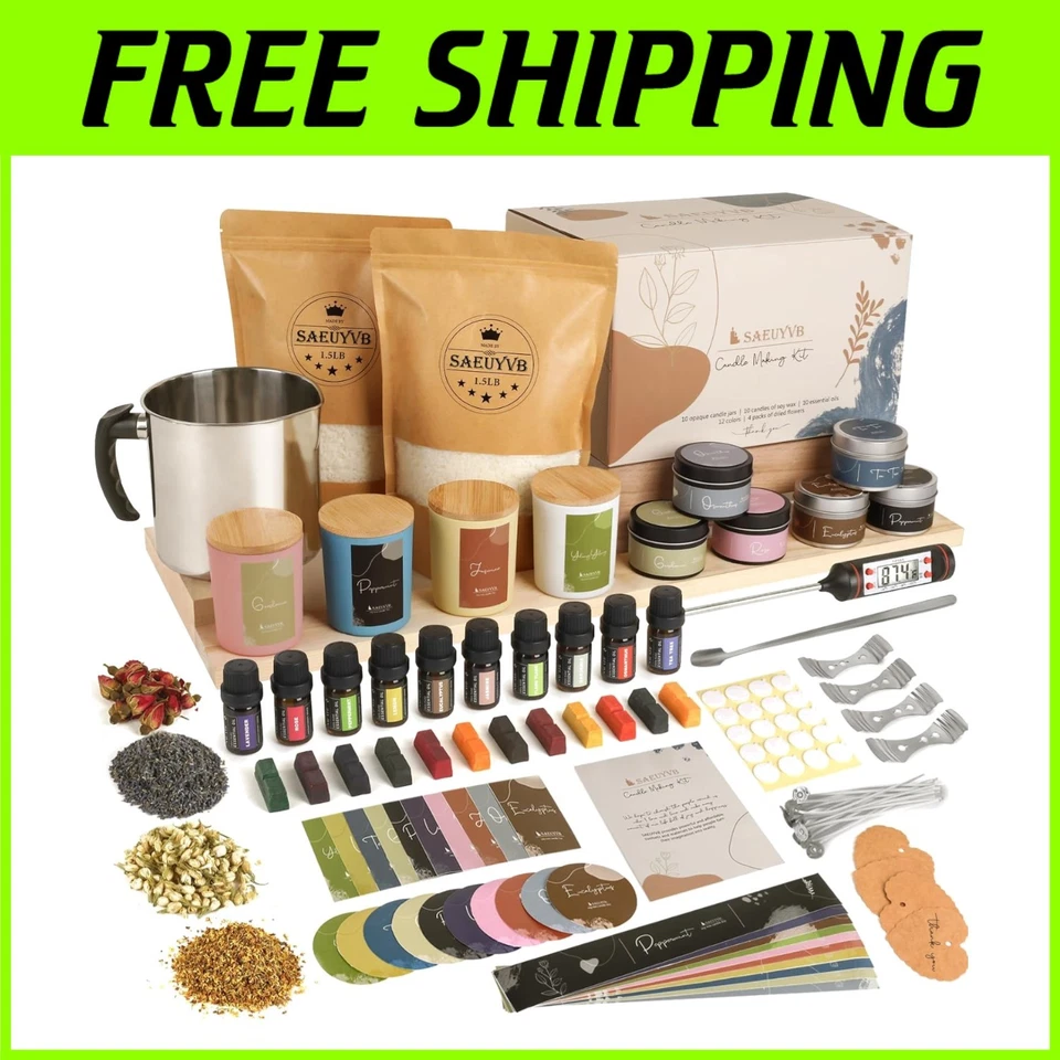 Soy Candle Making Kit - DIY Starter Set with 10 Scents - Image 1 of 4