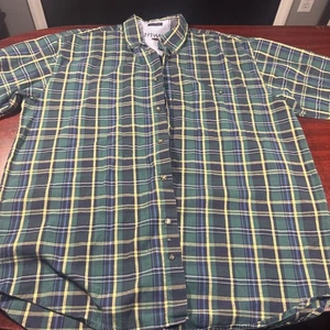 De colección Bugle Boy Amarillo Azul Verde A Cuadros Manga Corta Con Botones Para Hombre Grande - Imagen 1 de 6