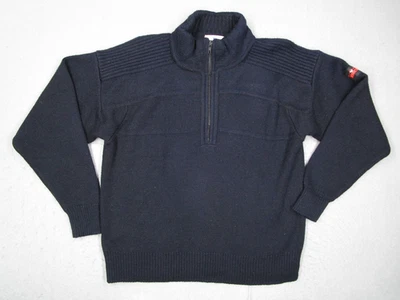 Vintage Obermeyer Sweater Mens Large Blue Stefan Wool Blend 1/4 Zip Pullover Ski - Image 1 of 4