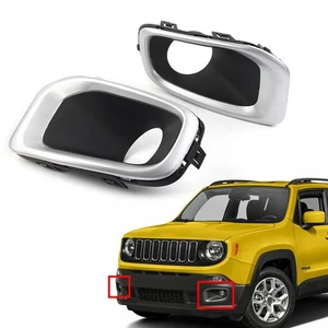 Cubierta de luces antiniebla para parachoques delantero para Jeep Renegade 2015-2018 ABS plateado + par negro - Imagen 1 de 10