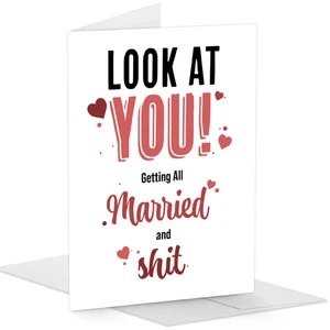 Witty Yeti 5" x 7" lustige Hochzeit oder Verlobung Grußkarte mit Umschlag - Bild 1 von 7