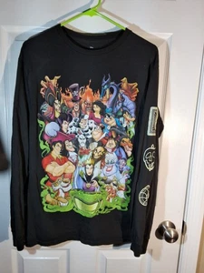 Disney Villians Mens Long Sleeve T-Shirt - Giant Cast of Villains Sz M - Picture 1 of 6