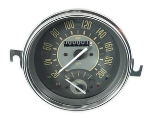 VW BUG BUS GHIA ISP 200 KLM SPEEDOMETER w/COMBO GAS FUEL GAUGE BEIGE NUMERICALS - Picture 1 of 2
