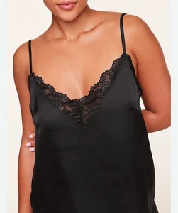 Victoria's Secret Trägertop Satin schwarz Tank Dessous Spitze Goth sexy Gr. L Nightly - Bild 1 von 5