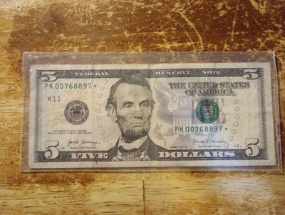 2017A $5 Star Note PK00768897* - Image 1 of 2