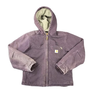 Carhartt Jacket WJ141DW Sherpa Lined Hooded Vintage Women’s S Faded Purple USA - Picture 1 of 8