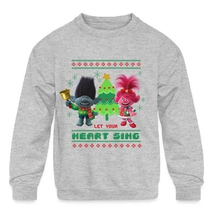 Trolls Let Your Heart Sing Ugly Christmas Kids' Crewneck Sweatshirt - Picture 1 of 10