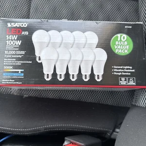 NEW.  SATCO 14W A19 LED - 5000K - 10-Pack - Picture 1 of 5
