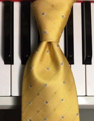 WILLIAM SCOTT / Gloriosa corbata de seda italiana floral pequeña amarilla, azul y blanca Foto 1 de 4