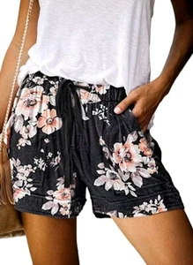 Womens Comfy Shorts Drawstring Elastic Waist Pocketed Shorts Casual Summer Med - Picture 1 of 4