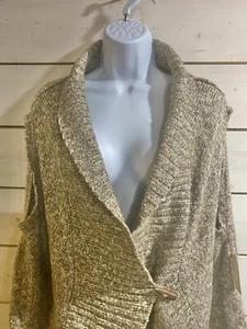 NEW Coldwater Creek Marled Oatmeal Crescent Sweater Vest Large XL Toggle Button - Picture 1 of 7